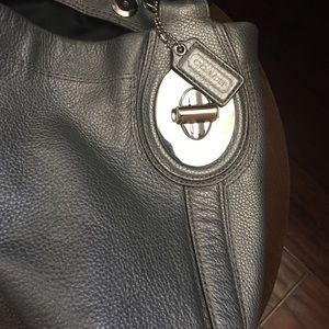 COACH Penelope Silver Pebble Leather Hobo Handbag